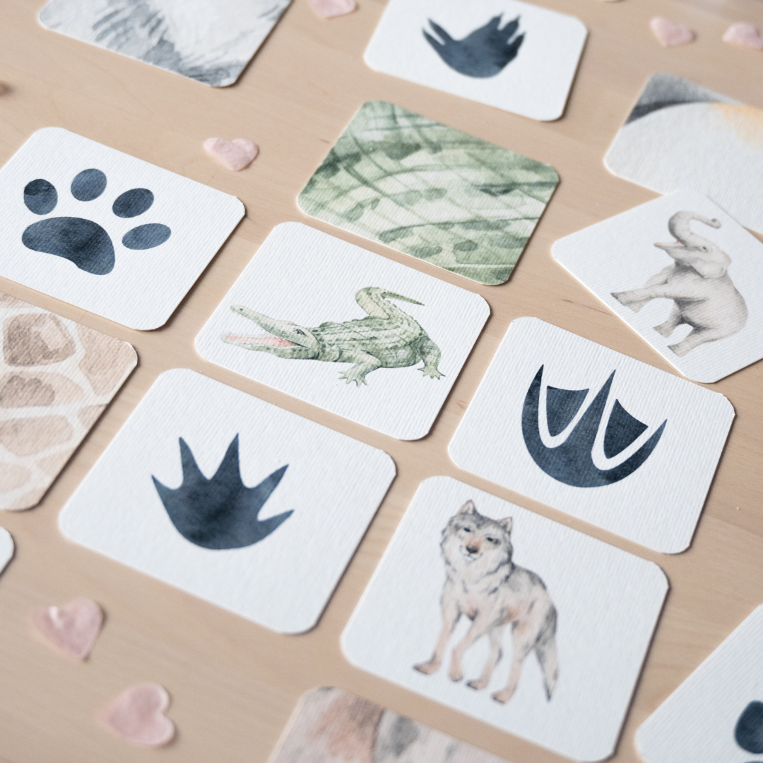 Edukativne kartice za decu – Divlje životinje, otisci i šare