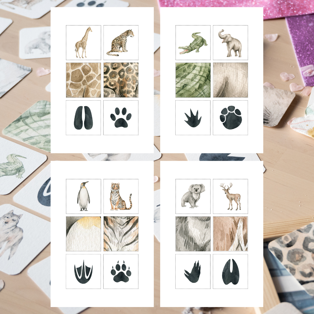 Digitalne kartice za decu PDF – Divlje životinje, otisci i šare